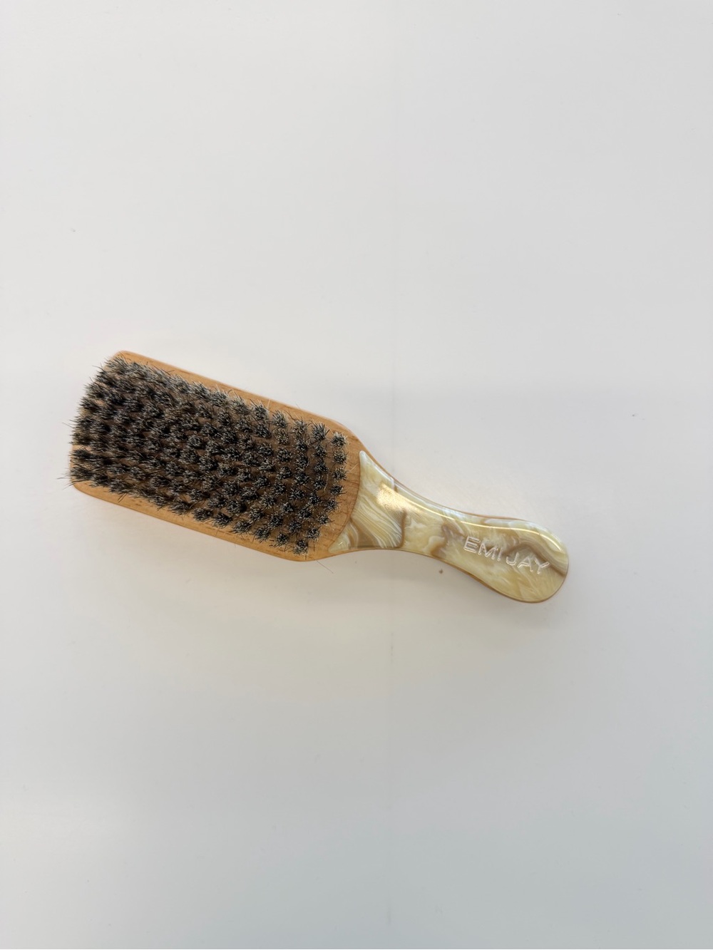 Emjay Pearl Handle Boar Bristle Paddle Brush Beige